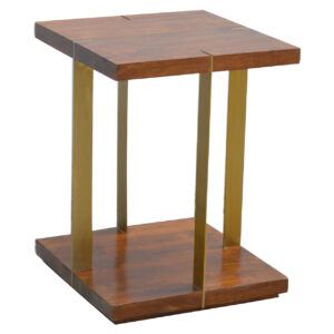Solid Mango Wood Open Panel Chestnut End Table