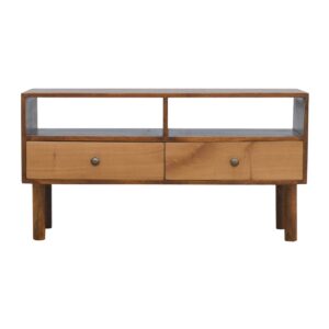 Solid Mango Wood Oak Front Media Unit