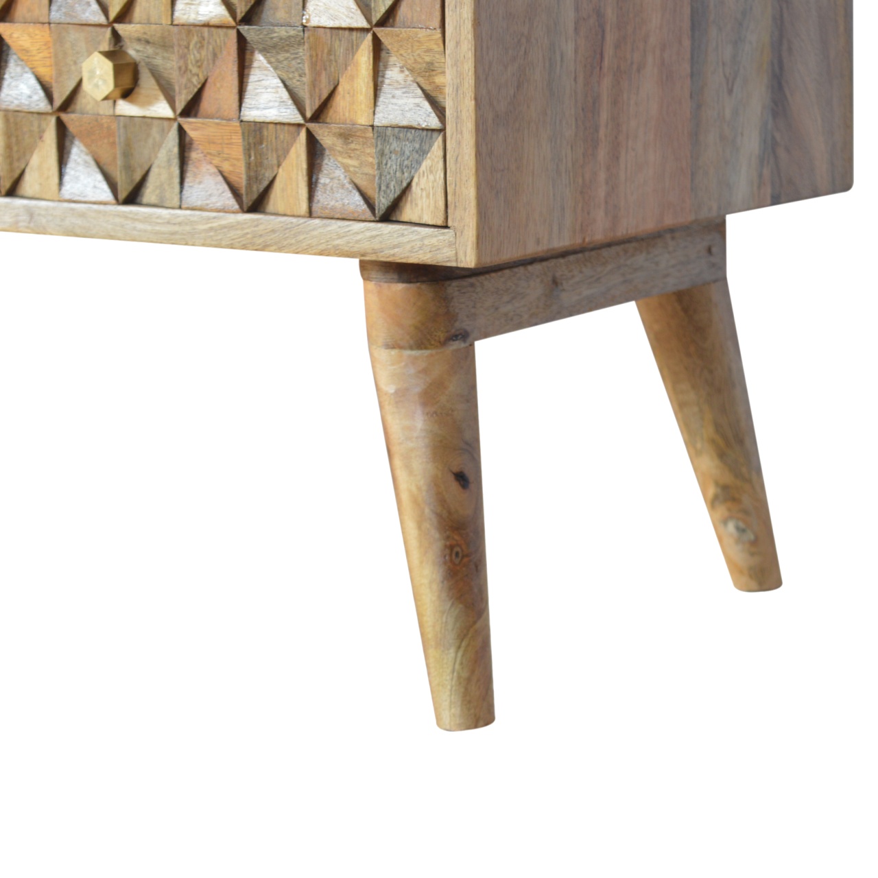 Solid Mango Wood Diamond Carved Oak Finished Media Unit - Image 6