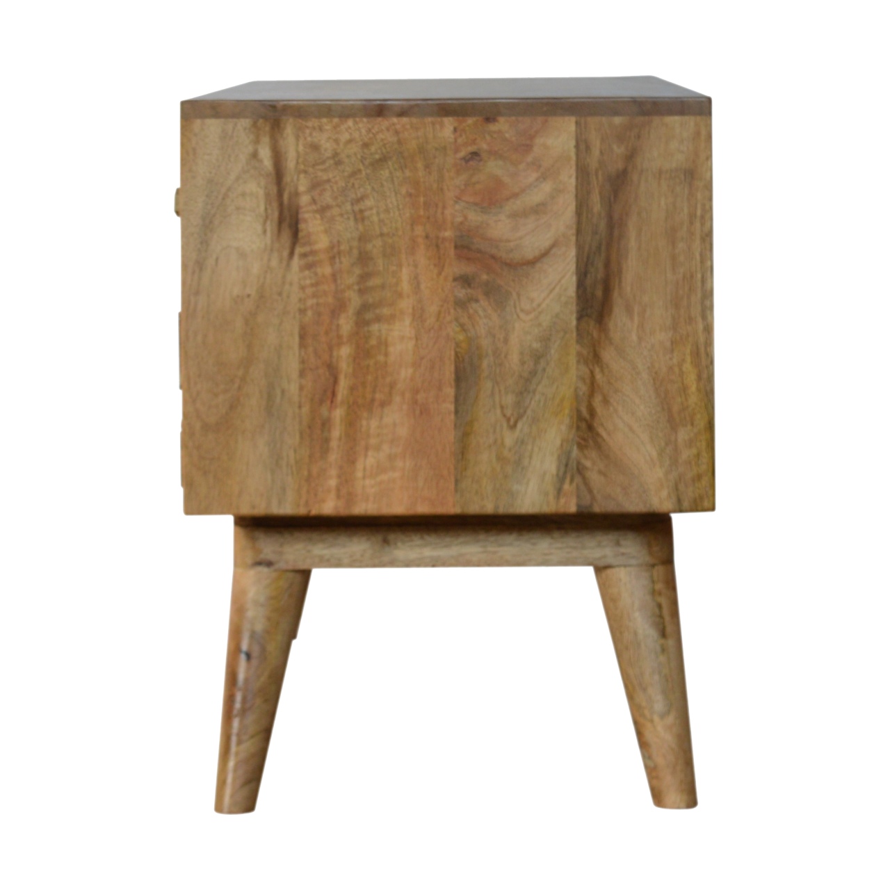 Solid Mango Wood Diamond Carved Oak Finished Media Unit - Image 8