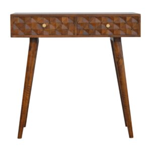 Solid Mango Wood Chestnut Diamond Carve Console
