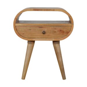 Solid Mango Wood Circular Open Slot Bedside