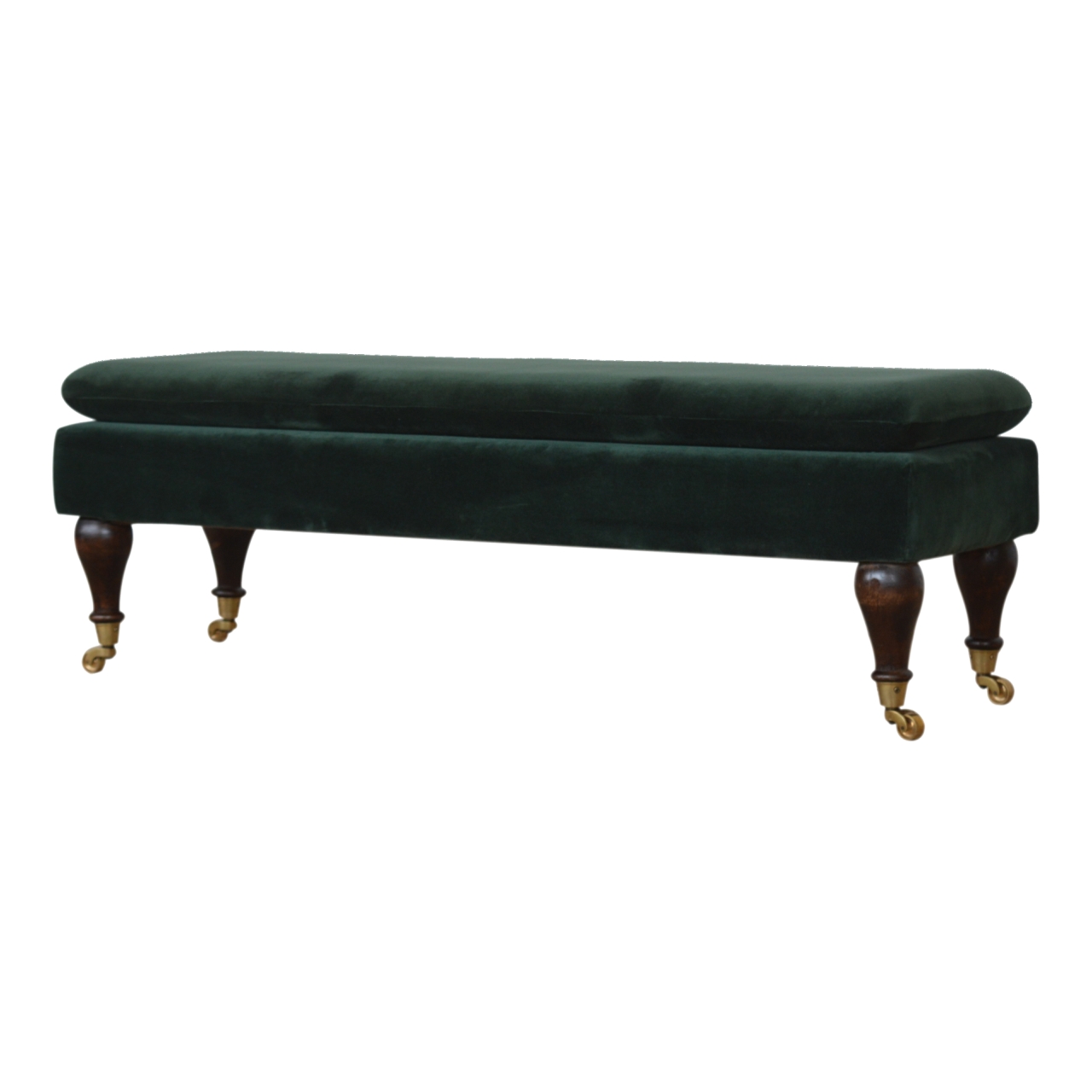 Emerald Velvet Castor Bench - Image 2
