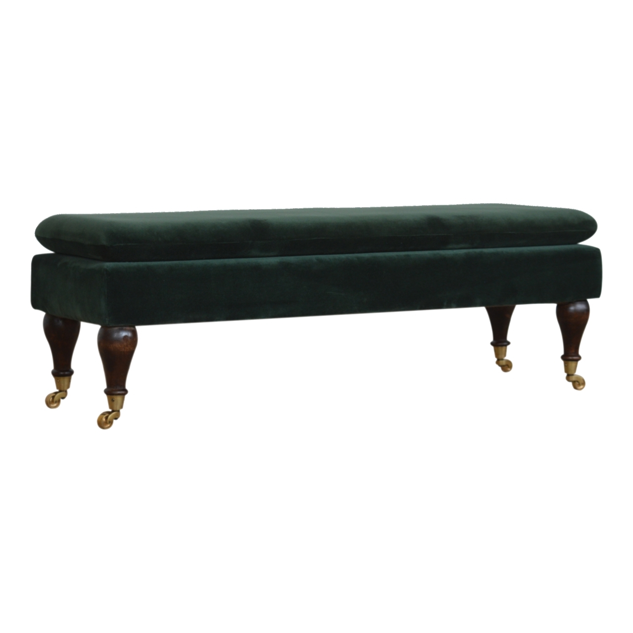Emerald Velvet Castor Bench - Image 3