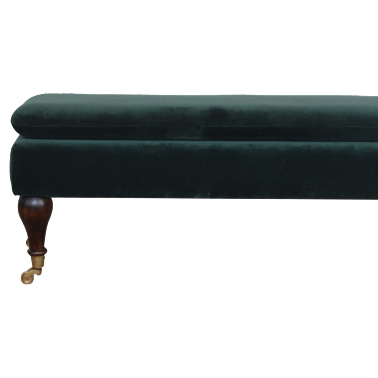 Emerald Velvet Castor Bench - Image 6