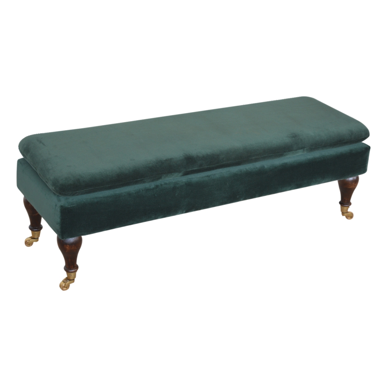 Emerald Velvet Castor Bench - Image 8