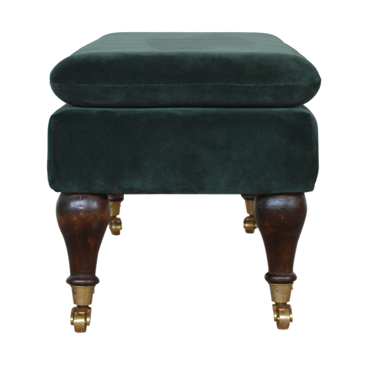 Emerald Velvet Castor Bench - Image 9