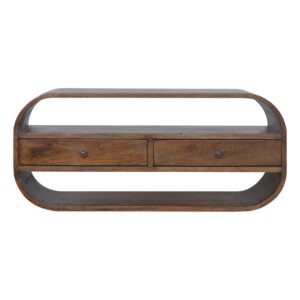 Solid Mango Wood Chestnut Finished Circular Media Unit