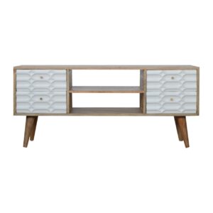 Solid Mango Wood Capsule White Entertainment Unit