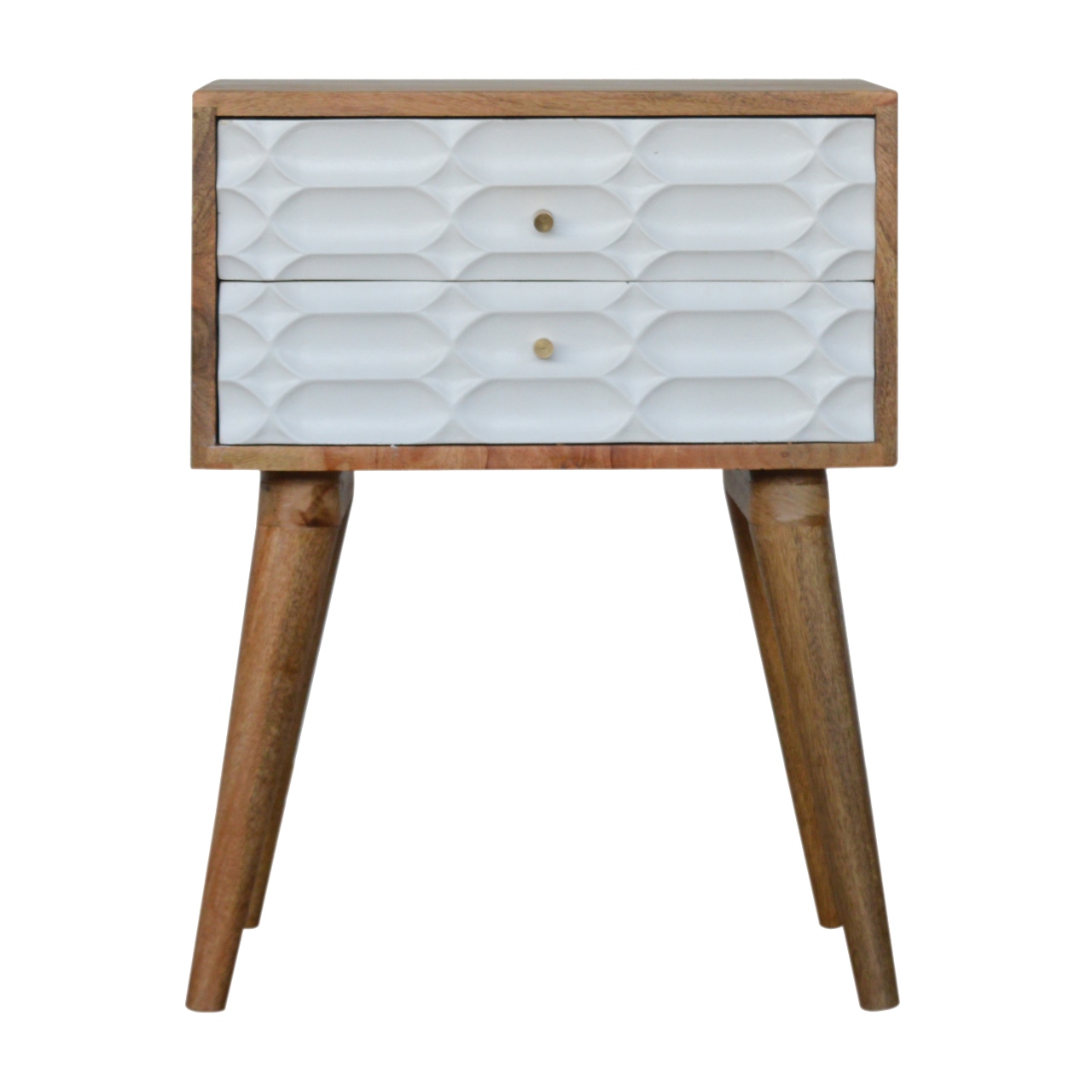 Solid Mango Wood Capsule Carved Bedside