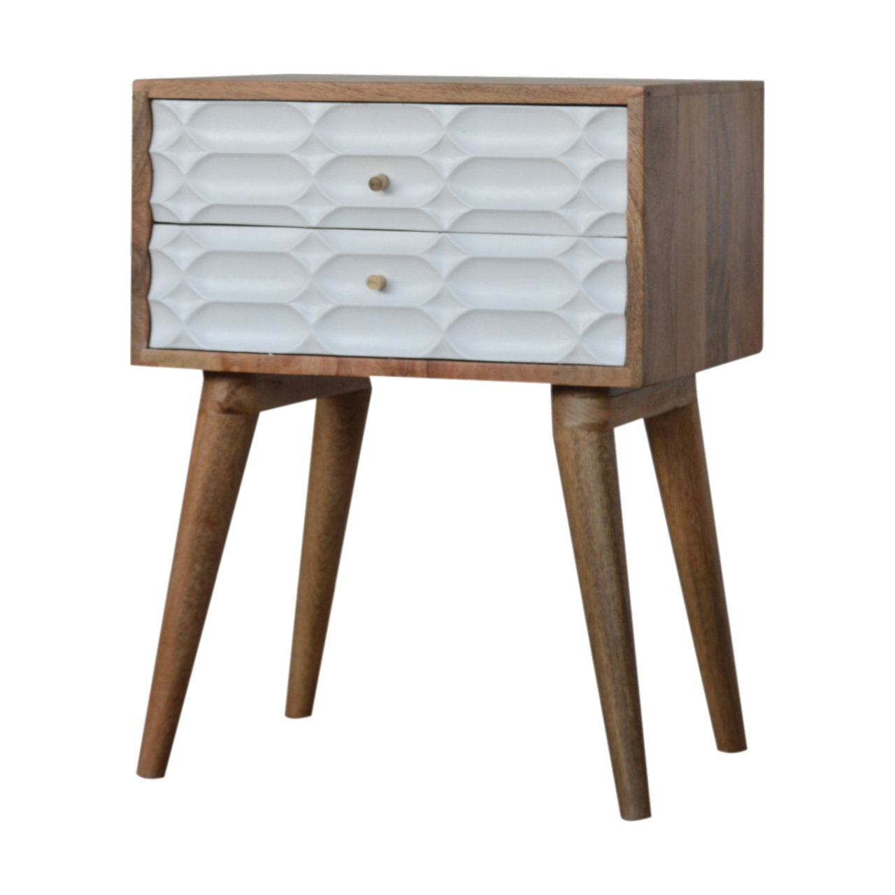 Solid Mango Wood Capsule Carved Bedside - Image 2