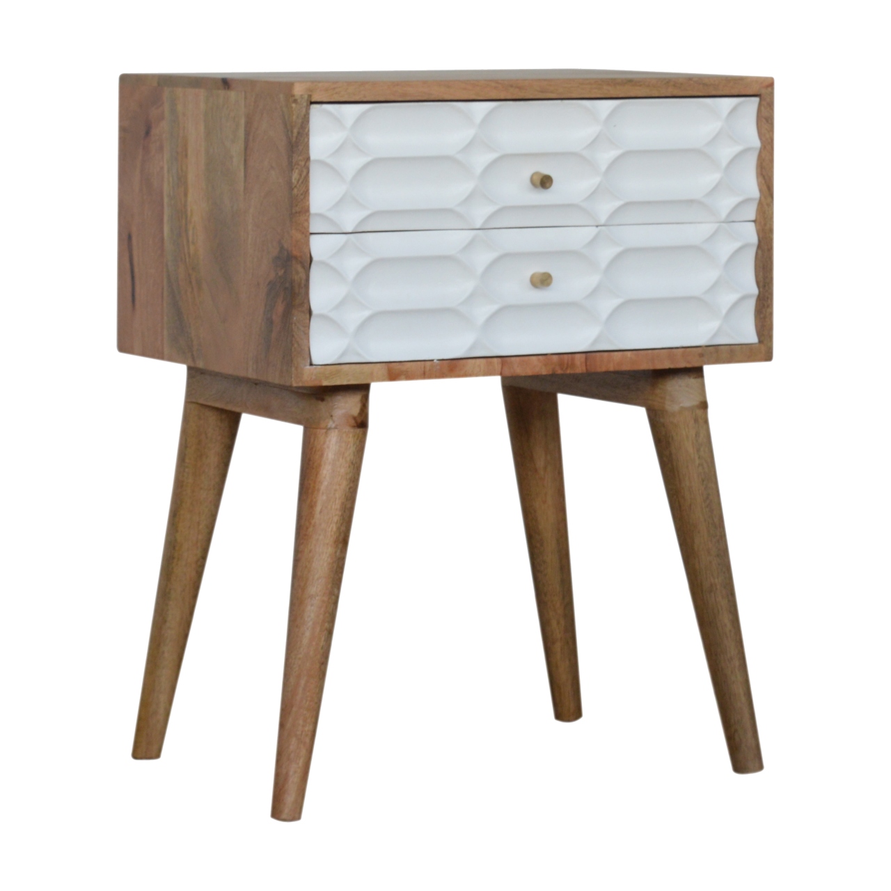 Solid Mango Wood Capsule Carved Bedside - Image 3