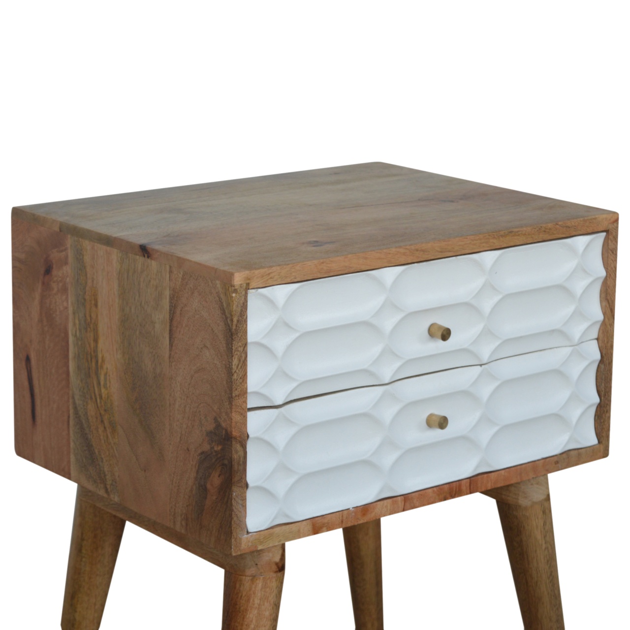 Solid Mango Wood Capsule Carved Bedside - Image 5