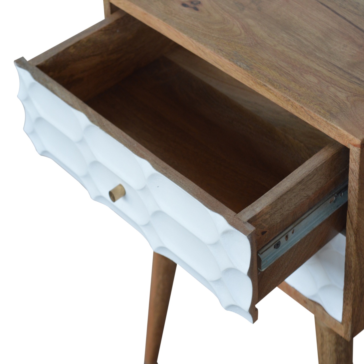 Solid Mango Wood Capsule Carved Bedside - Image 7