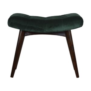 Solid Mango Wood Walnut Finished with Emerald Velvet Stool