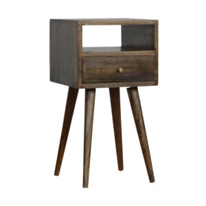 Solid Mango Wood Petite Grey Wash Finish One Drawer Bedside
