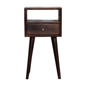Solid Mango Wood Petite Walnut Finish One Drawer Bedside