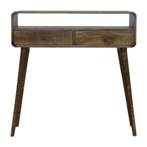 Mango Wood Curved Grey-wash Console Table