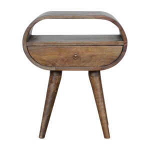 Solid Mango Wood Grey Washed Circular Bedside