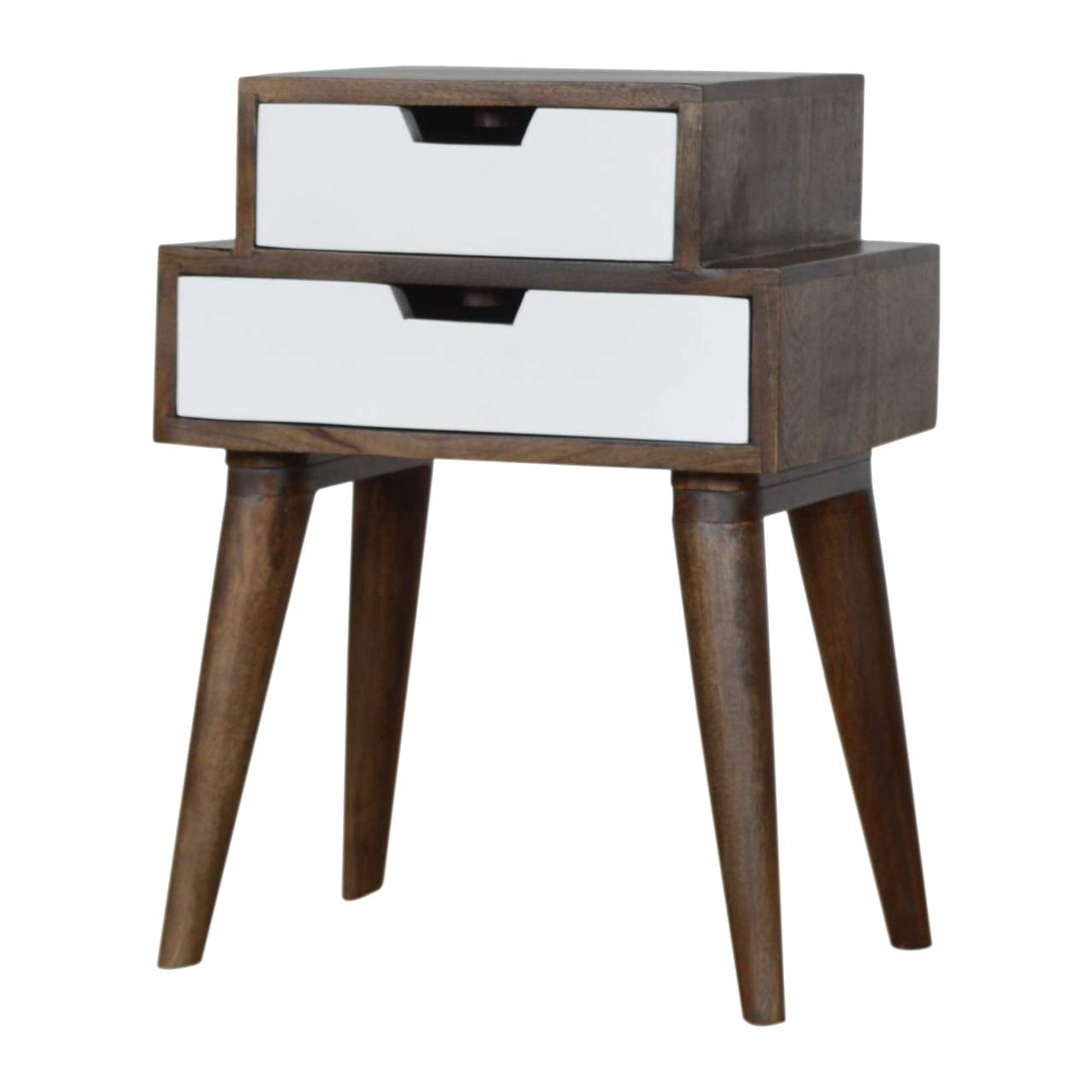 Solid Mango Wood Walnut and White Painted Bedside - Image 2
