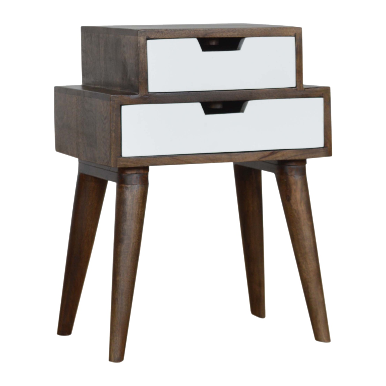 Solid Mango Wood Walnut and White Painted Bedside - Image 3