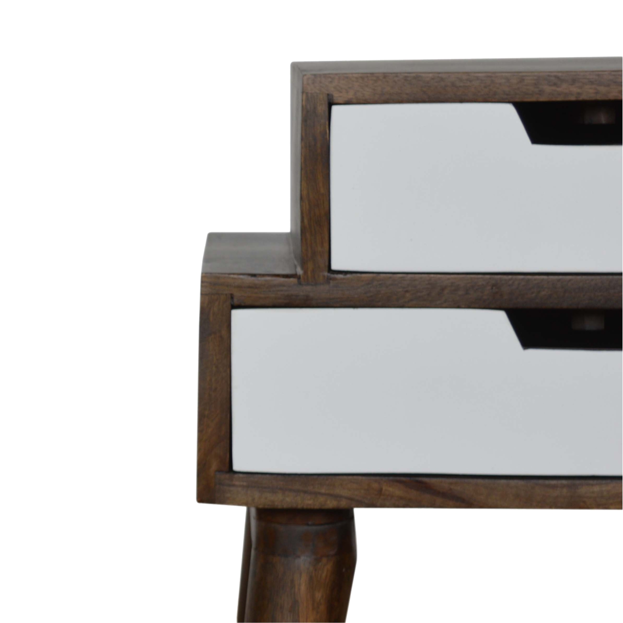 Solid Mango Wood Walnut and White Painted Bedside - Image 4