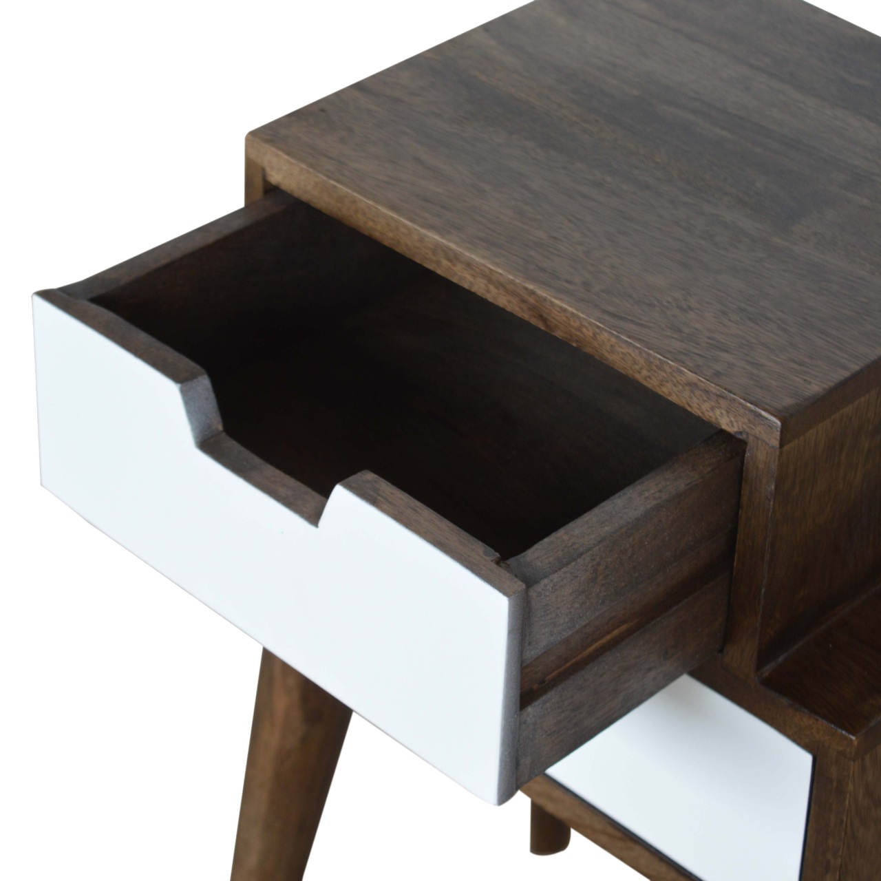 Solid Mango Wood Walnut and White Painted Bedside - Image 6