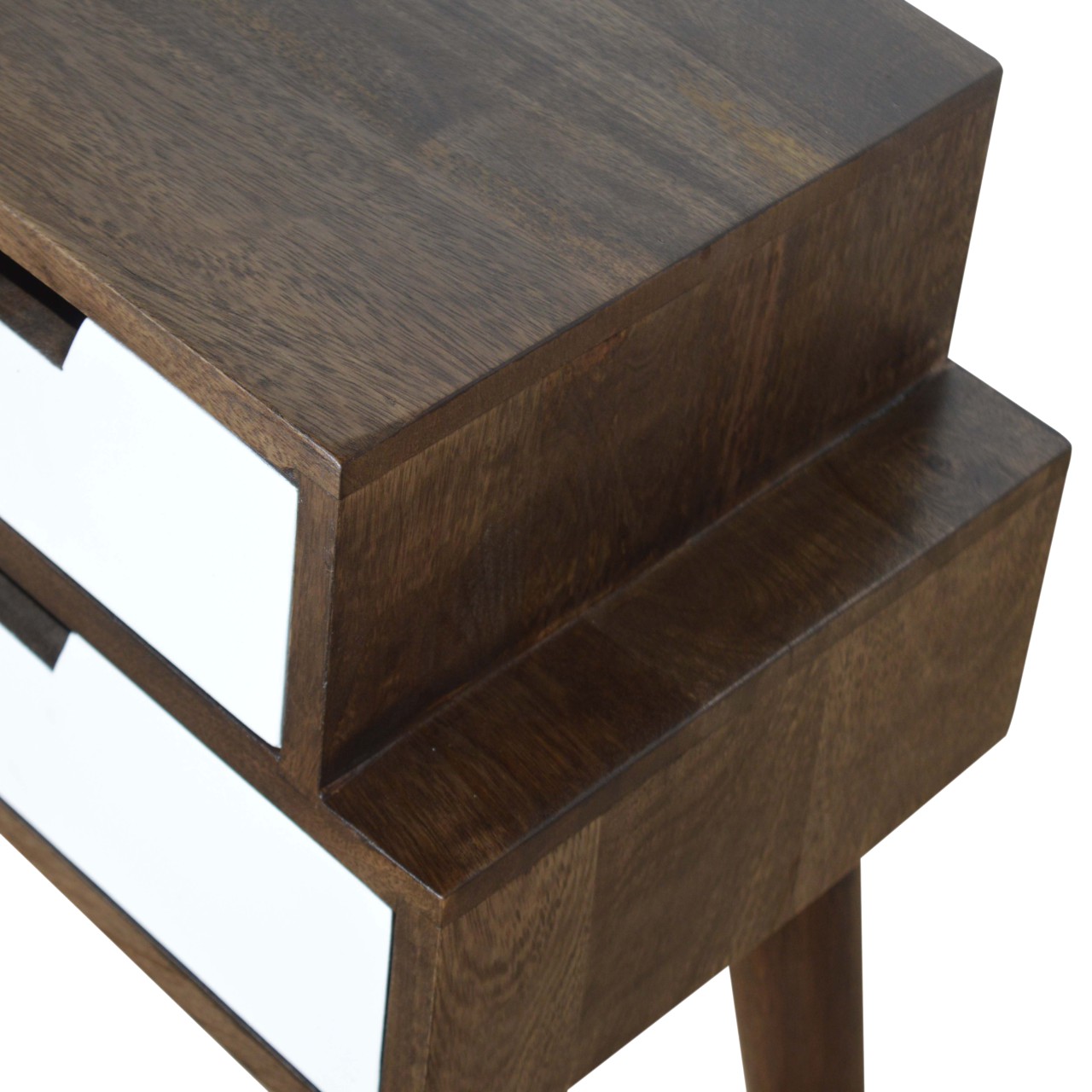 Solid Mango Wood Walnut and White Painted Bedside - Image 7
