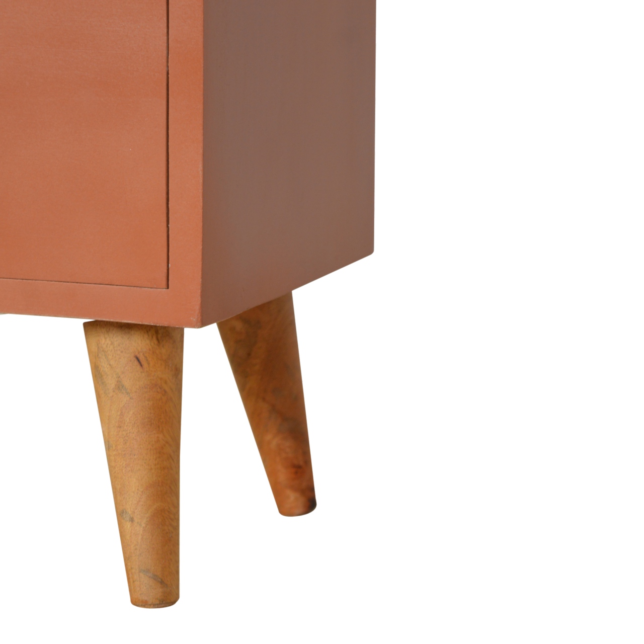 Solid Mango Wood Oak Finished Rust Painted Two Drawer Bedside Table/Cabinet - Image 3