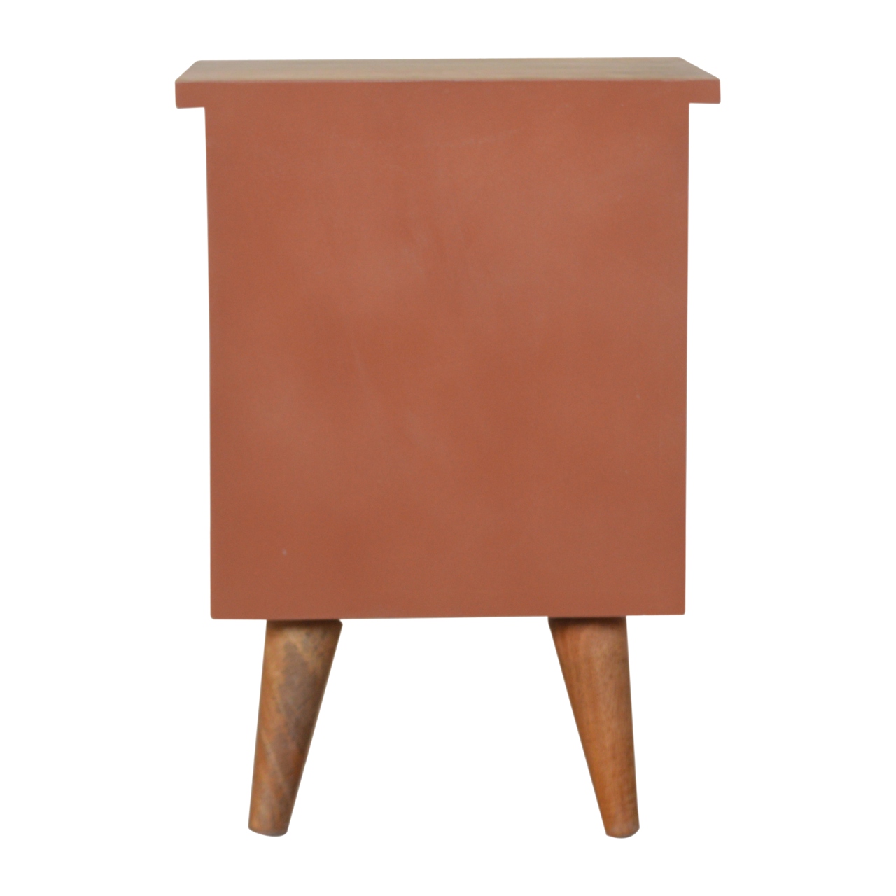 Solid Mango Wood Oak Finished Rust Painted Two Drawer Bedside Table/Cabinet - Image 8
