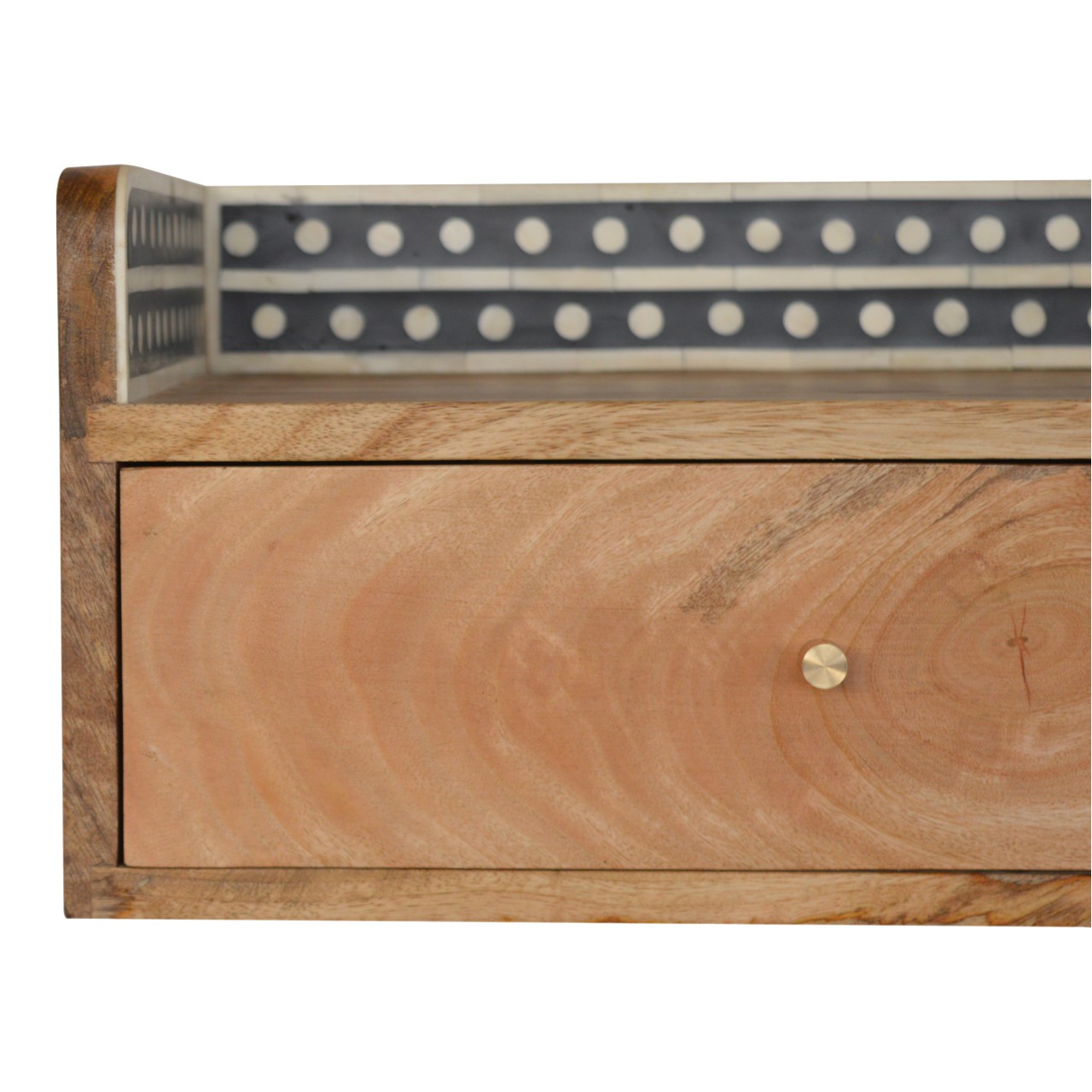 Solid Mango Wood Bone Inlay Gallery Floating Bedside - Image 3