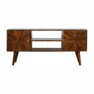 Solid Mango Wood Chestnut Sunrise TV Stand