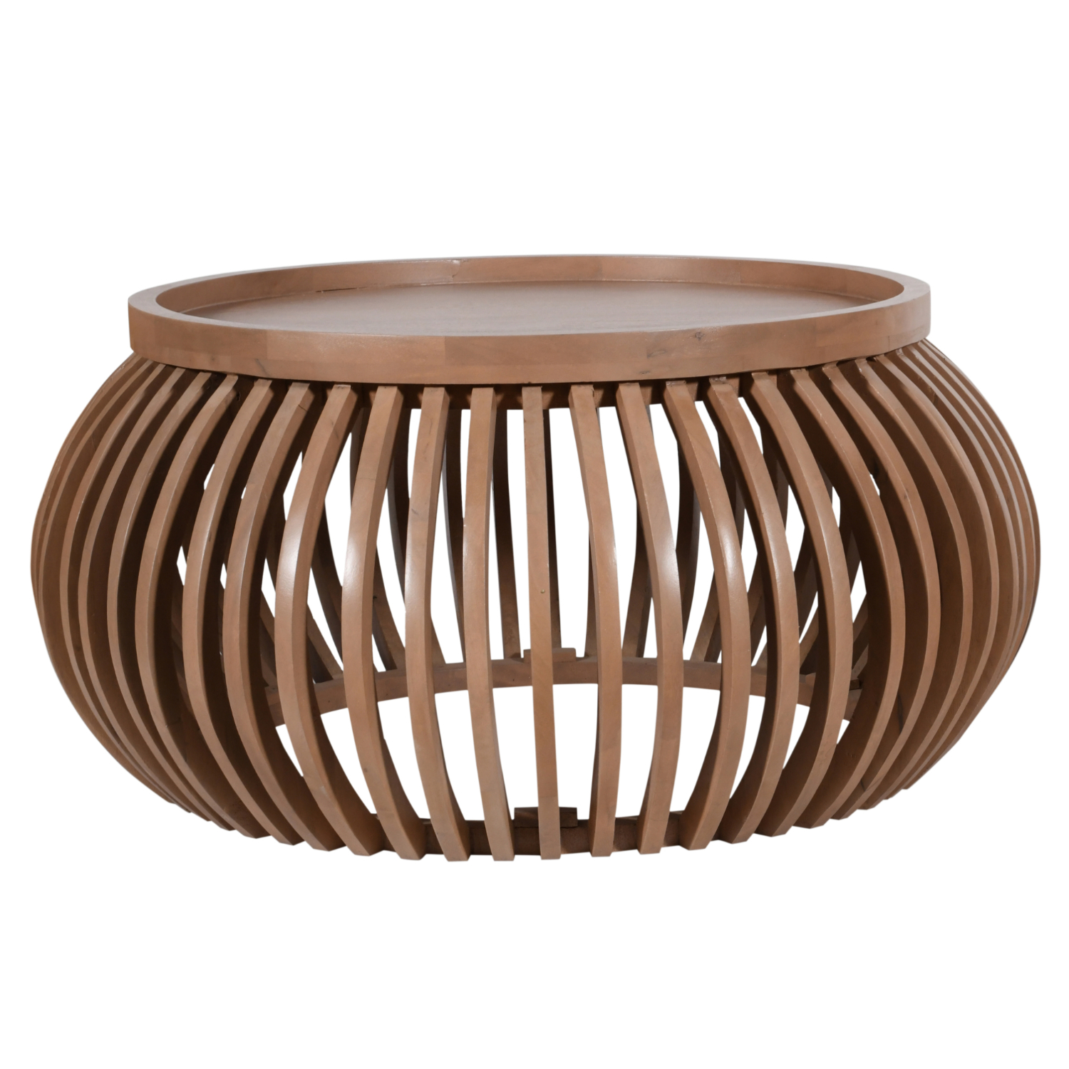 Indus Solid Wood Small Round Low Coffee Table - Image 2