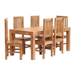 Toko Light Mango 6 FT Dining Set with Wooden Chairs