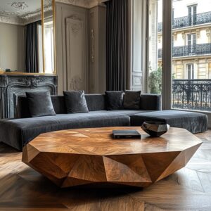 Solid Mango Wood Geo Luxe Coffee Table