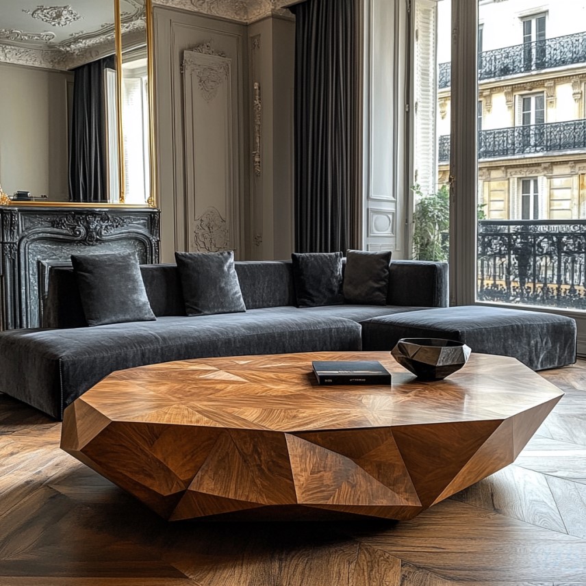 Solid Mango Wood Geo Luxe Coffee Table