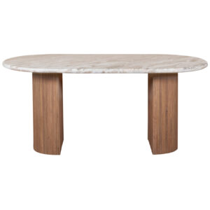 Ashford Natural Marble & Wood Pedestal 6-8 Seater Dining Table