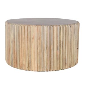 Hudson Carved Mango Wood Round Coffee Table