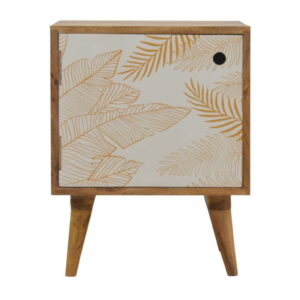 Solid Mango Wood Leaf Screen-printed Bedside