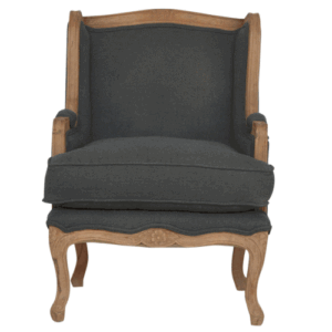 Solid Mango Wood Sun Bleached Finished Grey Upholstered Chair