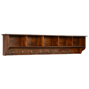 Solid Mango Wood Floating Hook Storage Unit