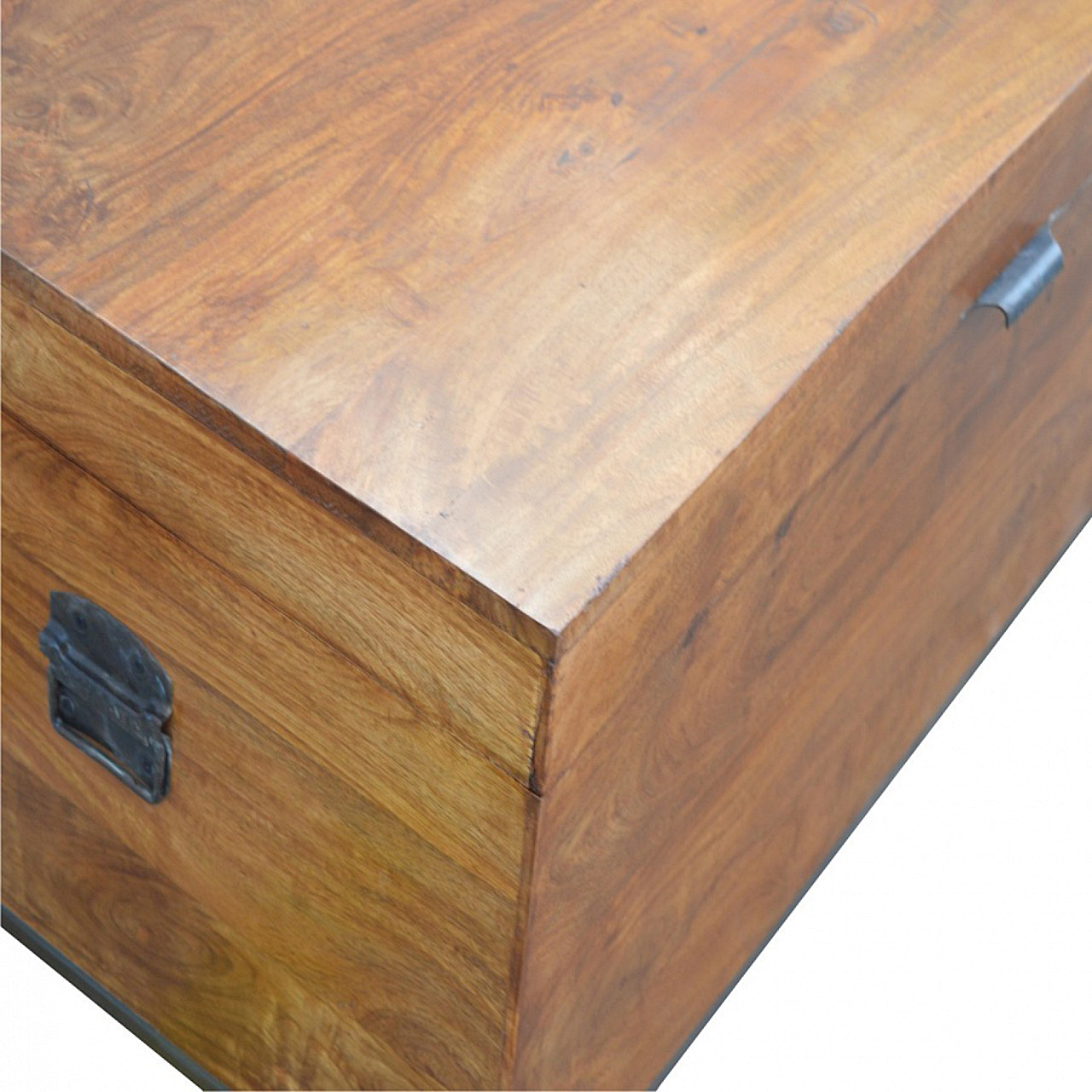 Solid Mango Wood Industrial Wooden Storage Box - Image 4
