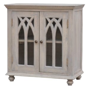 Solid Acid Wash Finished Mango Wood Hand Carved Doors Cabinet/Sideboard