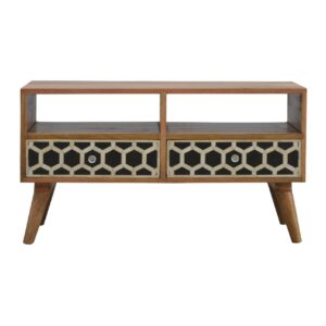 Solid Mango Wood Bone Inlay Media Unit