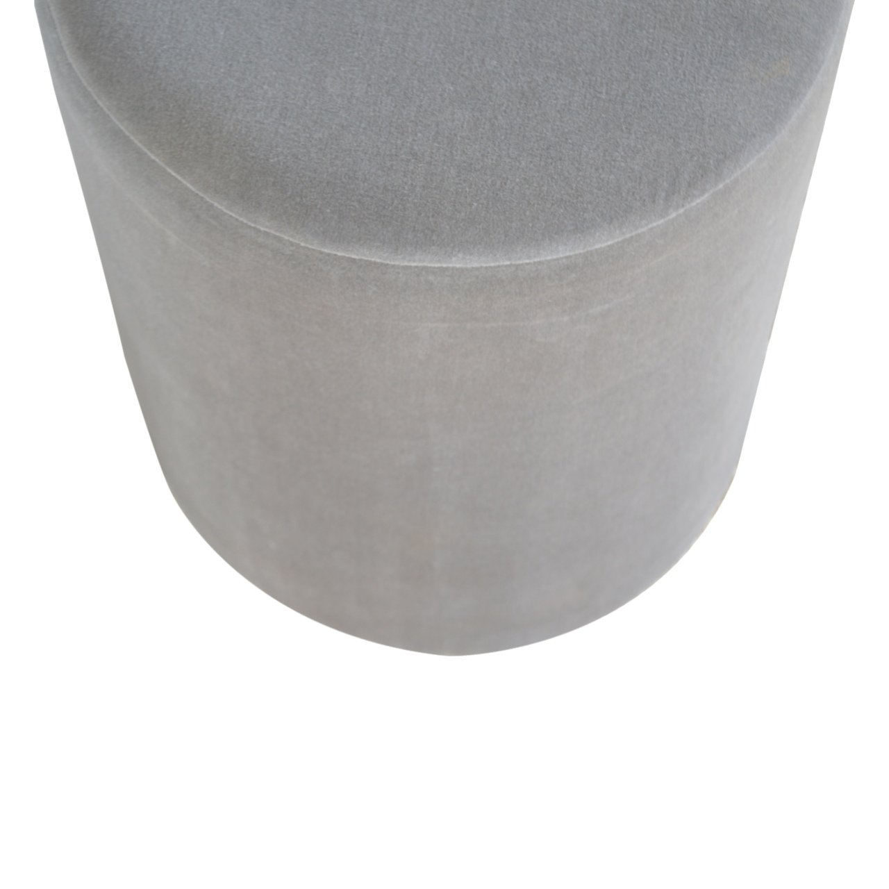 Solid Mango Wood Grey Velvet Round Footstool with Gold Coloured Base - Image 4