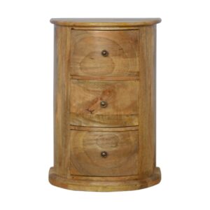Solid Mango Wood 3 Drawer Serpentine Drum Chest