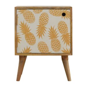 Solid Mango Wood Pineapple Screen Print Bedside