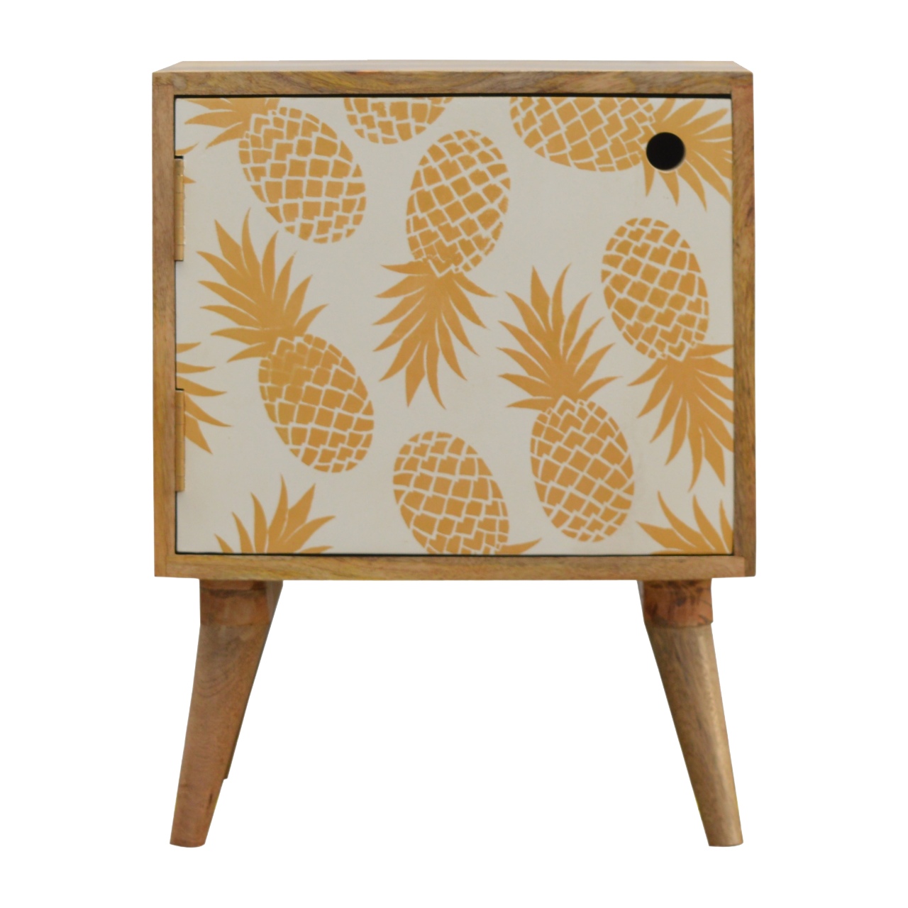 Solid Mango Wood Pineapple Screen Print Bedside