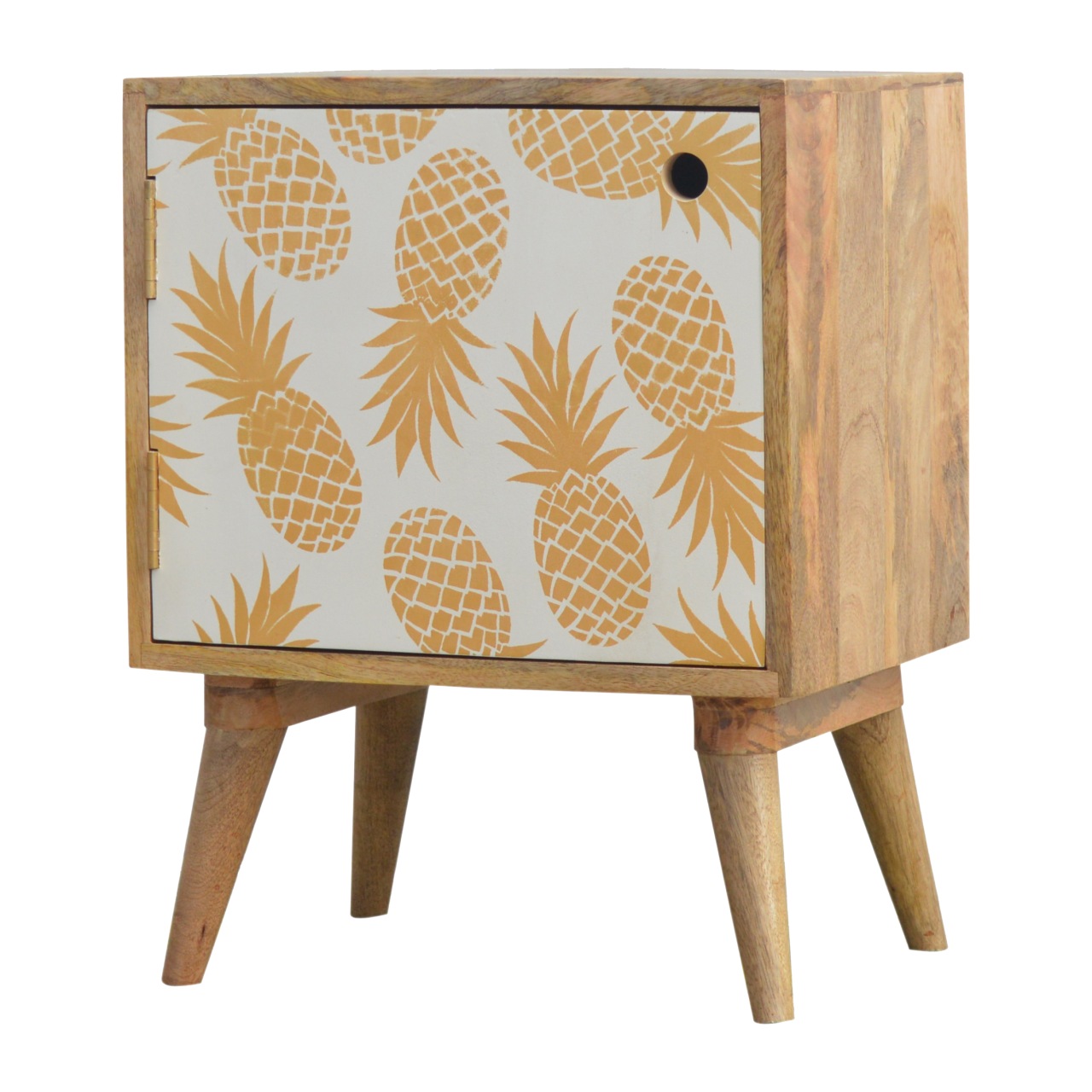 Solid Mango Wood Pineapple Screen Print Bedside - Image 3