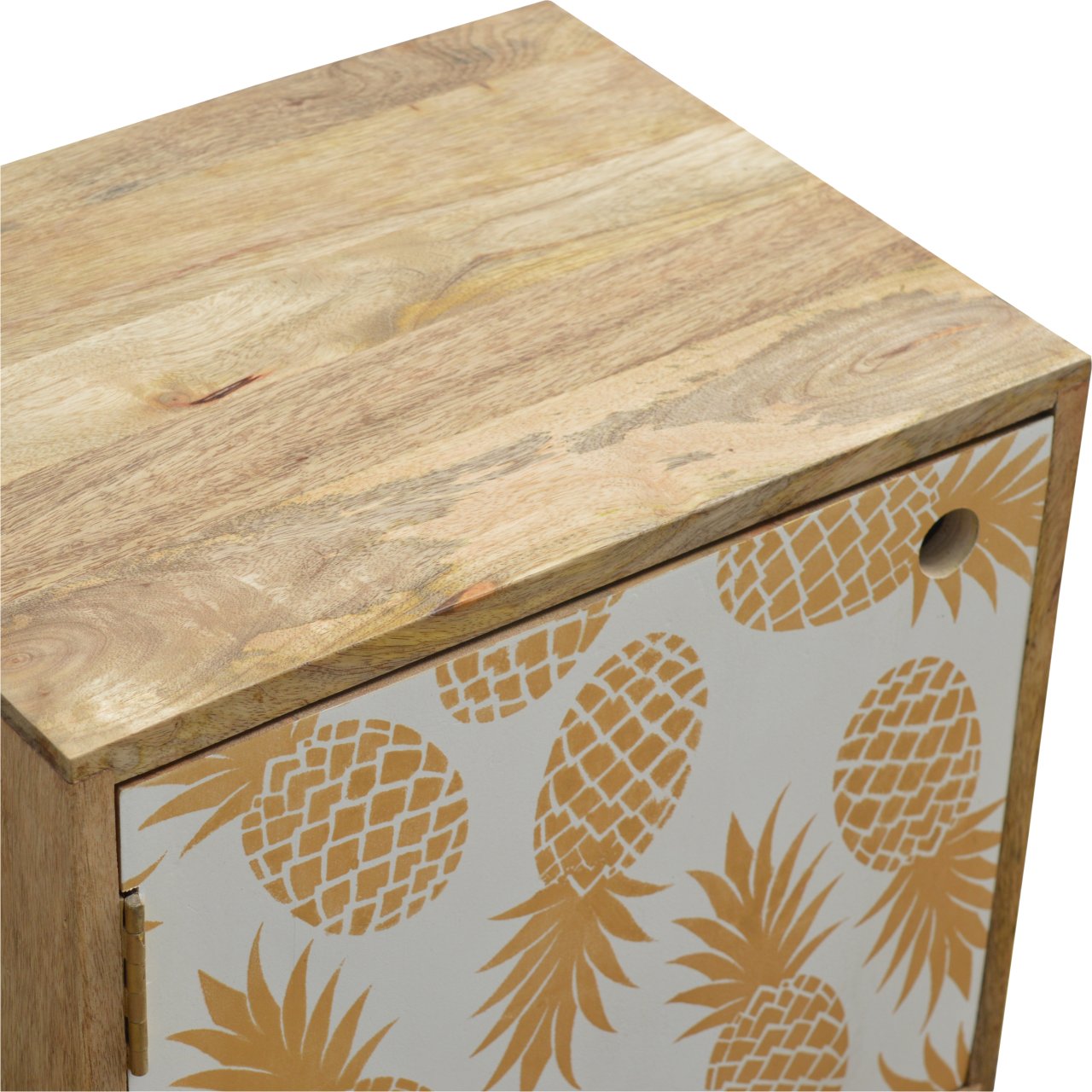 Solid Mango Wood Pineapple Screen Print Bedside - Image 4